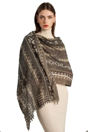 100% Lambswool Lightweight Stole and Wrap - Ombre and Pattern Large Soft Warm Shawl, Gift for Women and Men
