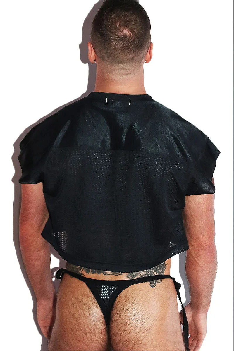 Bareback Buddies Athletic Jersey Relaxed Crop Tee- Black