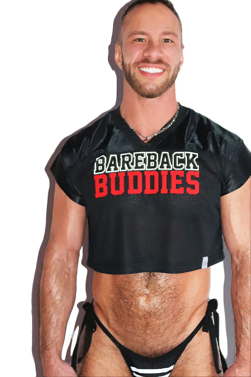 Bareback Buddies Athletic Jersey Relaxed Crop Tee- Black