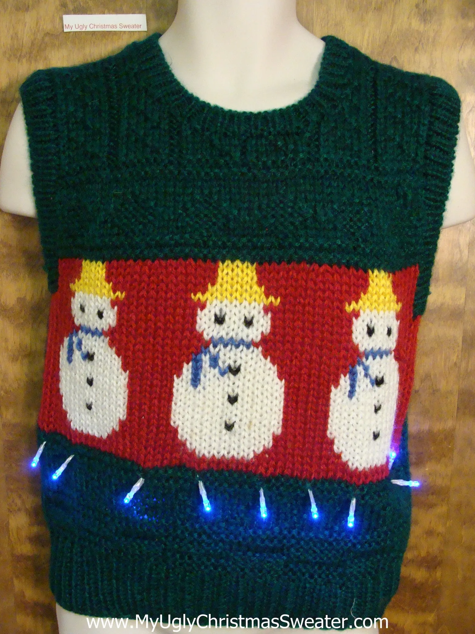 Best 80s Snowmen Light Up Ugly Xmas Sweater Vest