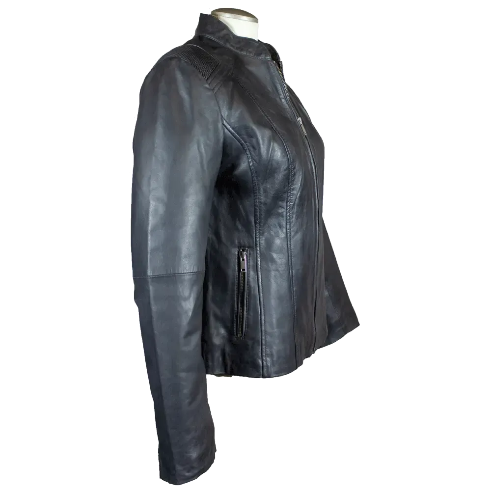 BOL Women's Basket Weave Accent Leather Jacket