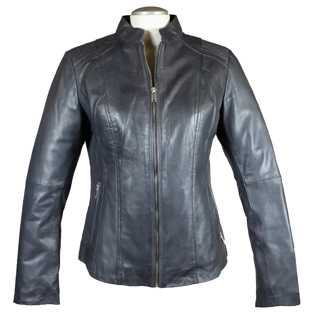 BOL Women's Basket Weave Accent Leather Jacket