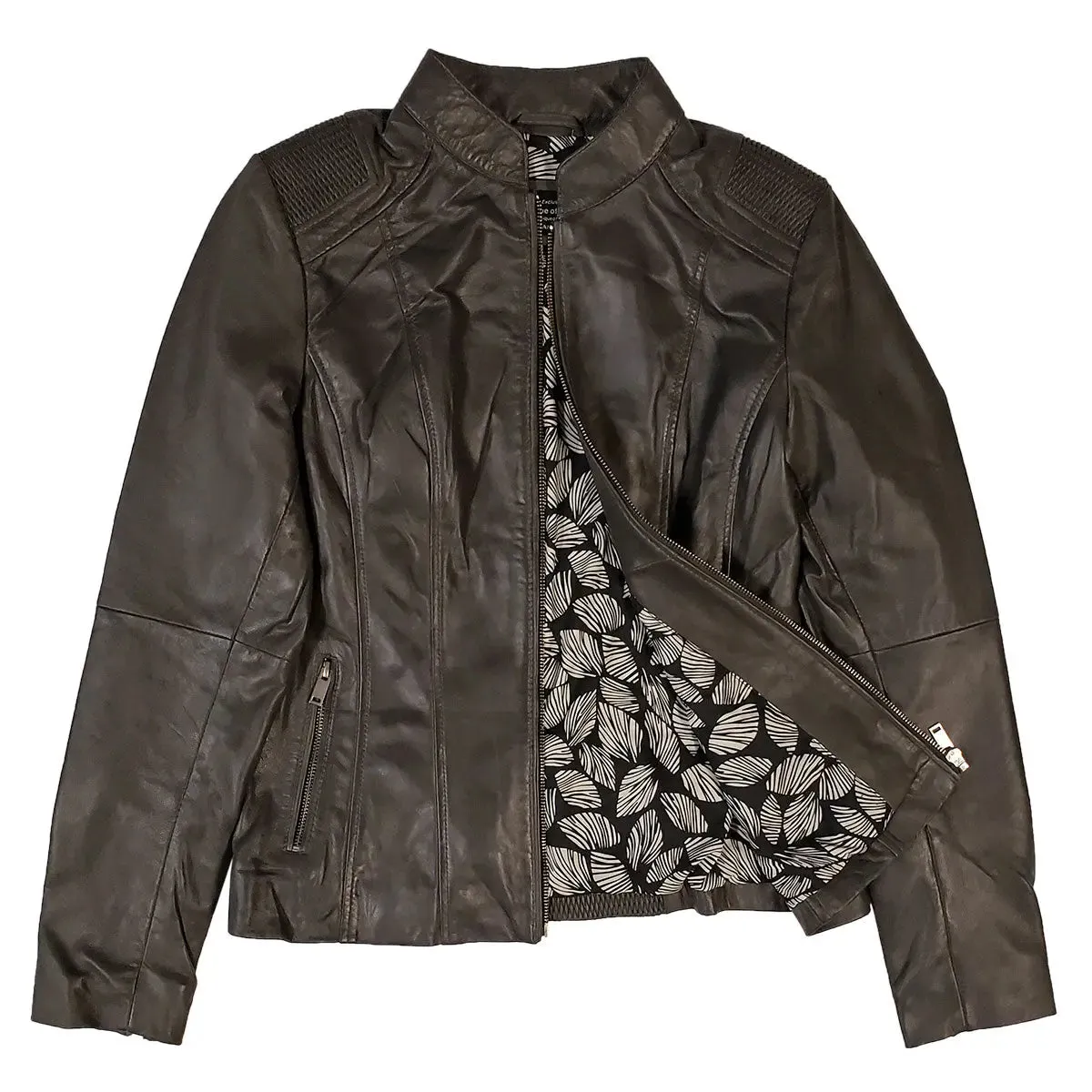 BOL Women's Basket Weave Accent Leather Jacket