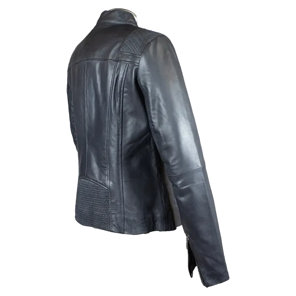 BOL Women's Basket Weave Accent Leather Jacket