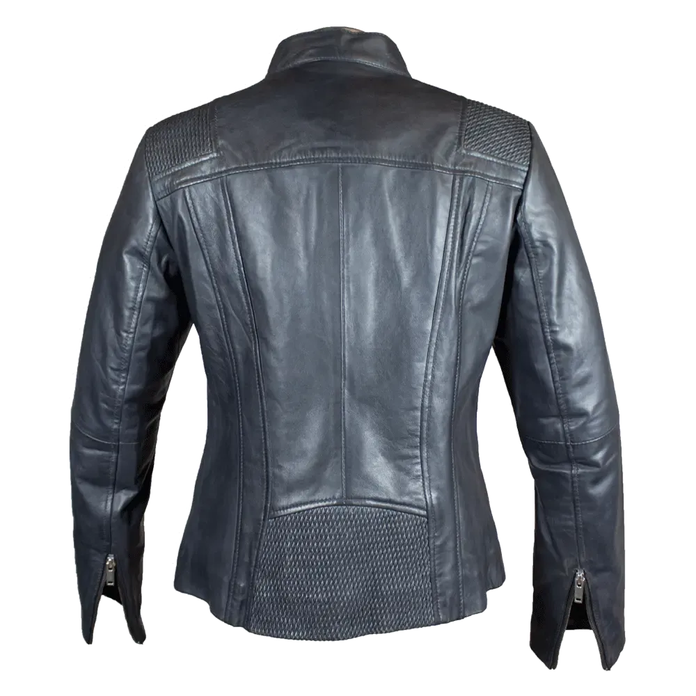 BOL Women's Basket Weave Accent Leather Jacket