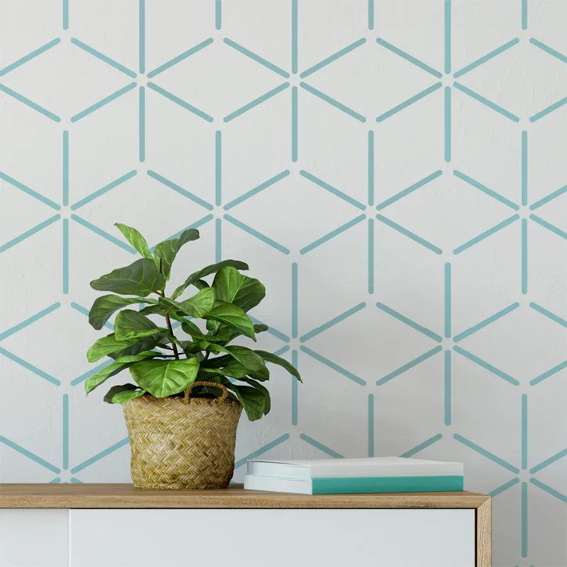 Cube Outlines Pattern Stencil