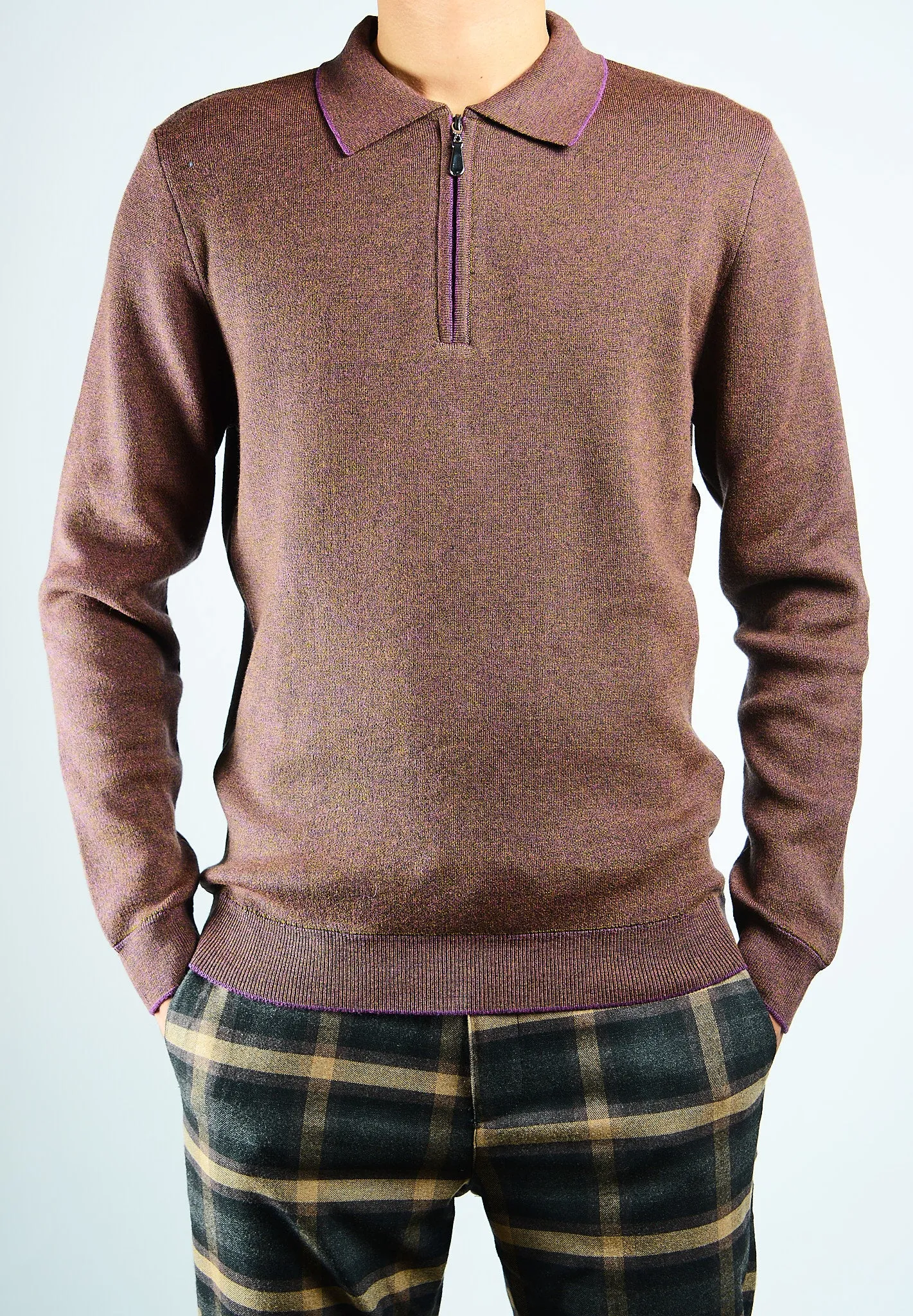 DT 1/4 Zip Melange Polo Ls