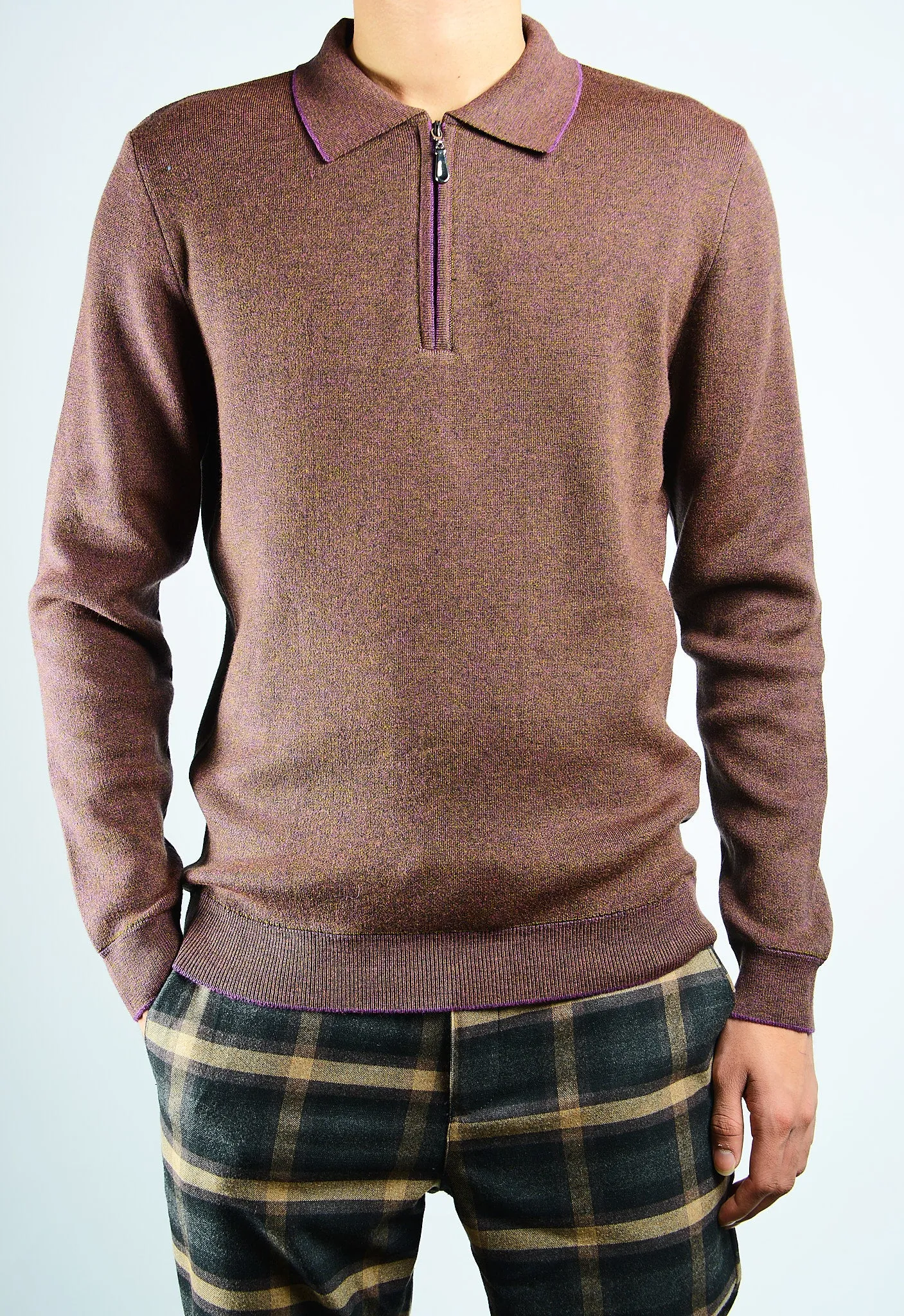 DT 1/4 Zip Melange Polo Ls