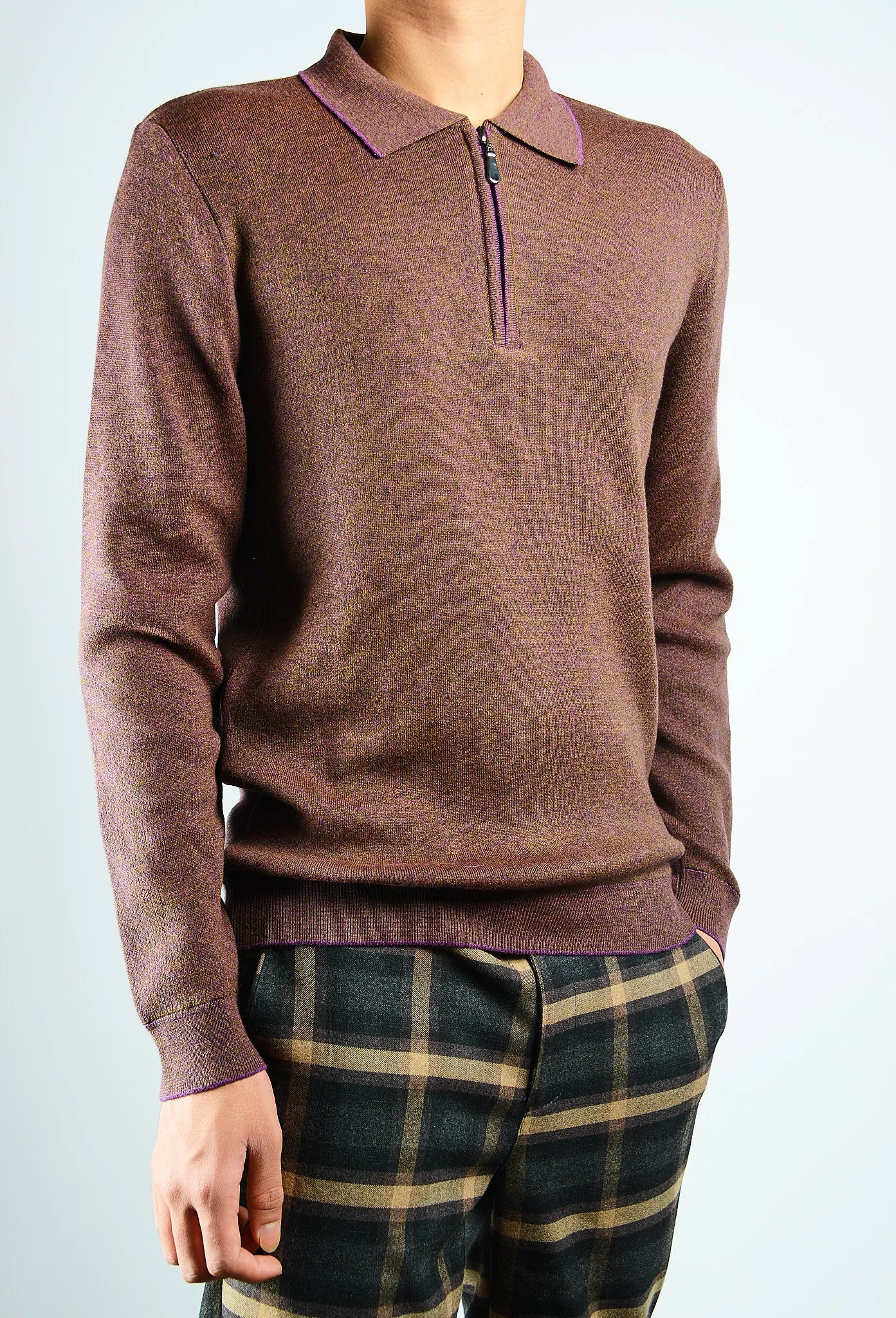 DT 1/4 Zip Melange Polo Ls