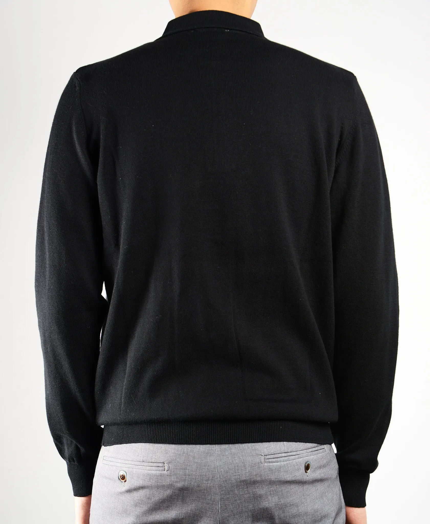 DT 1/4 Zip Textured Diamond Stitch Front Polo Ls