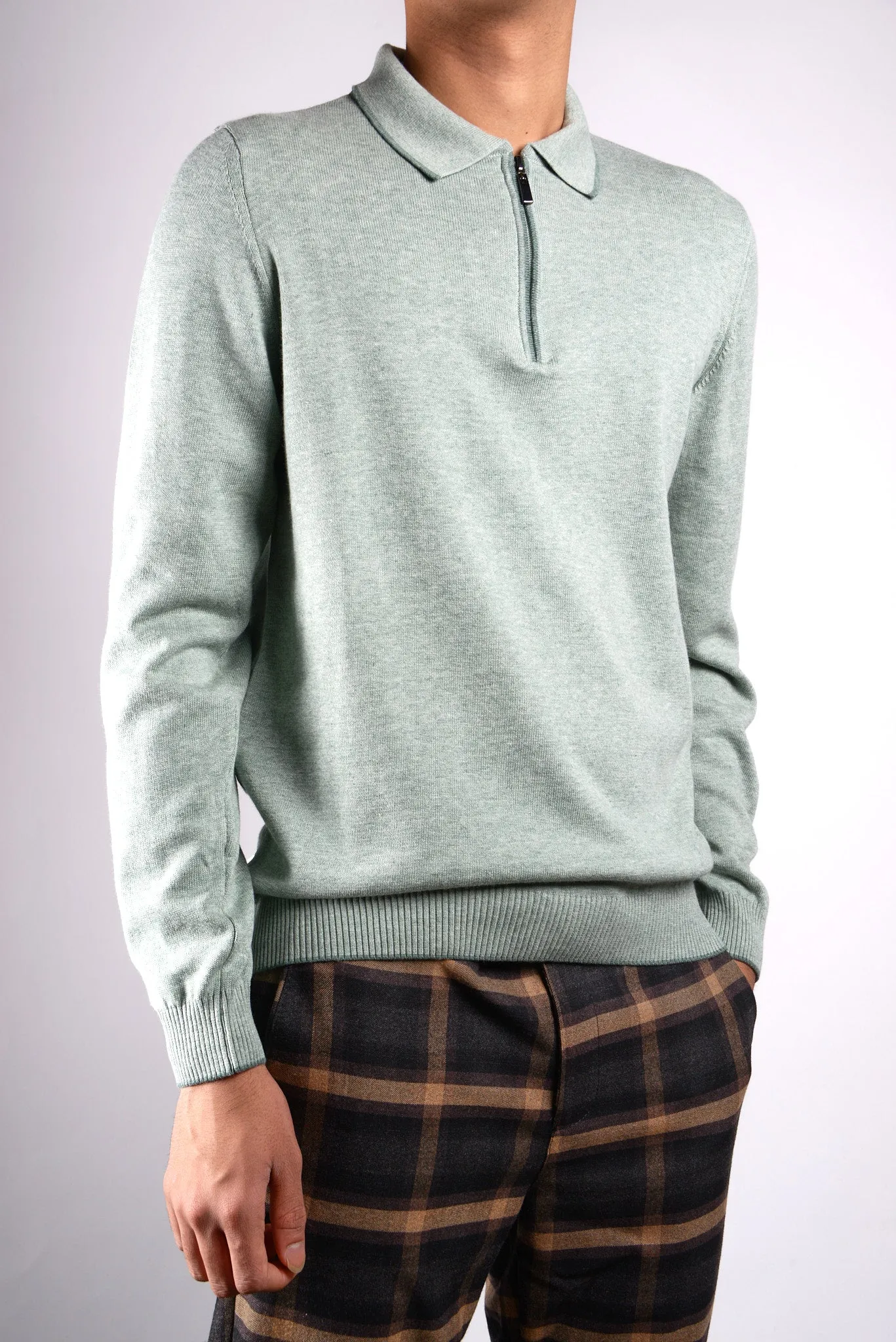 DT Tipped 1/4 Zip Polo Ls