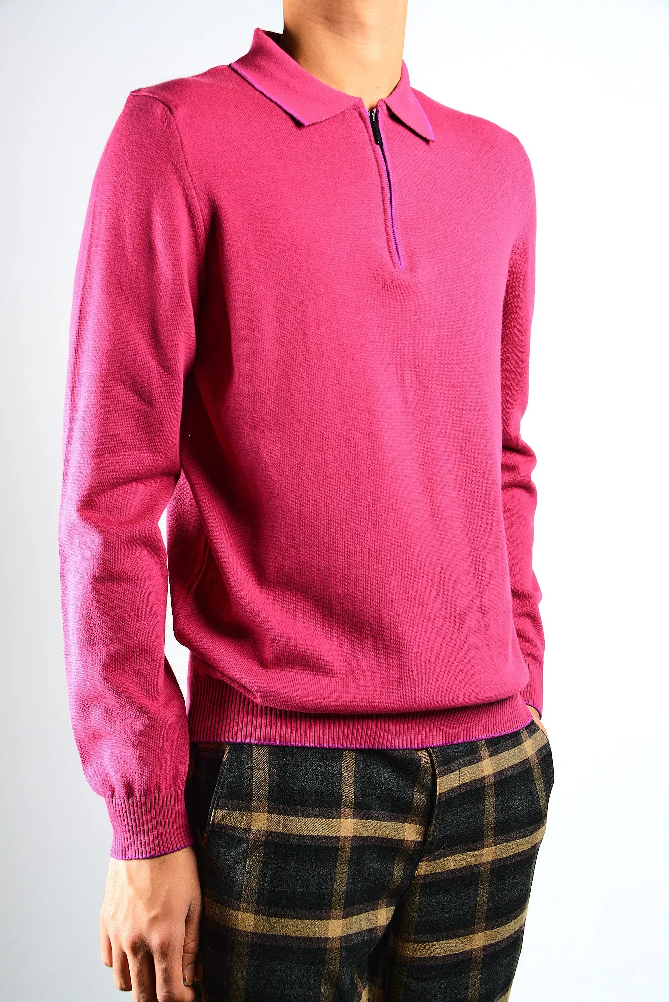 DT Tipped 1/4 Zip Polo Ls