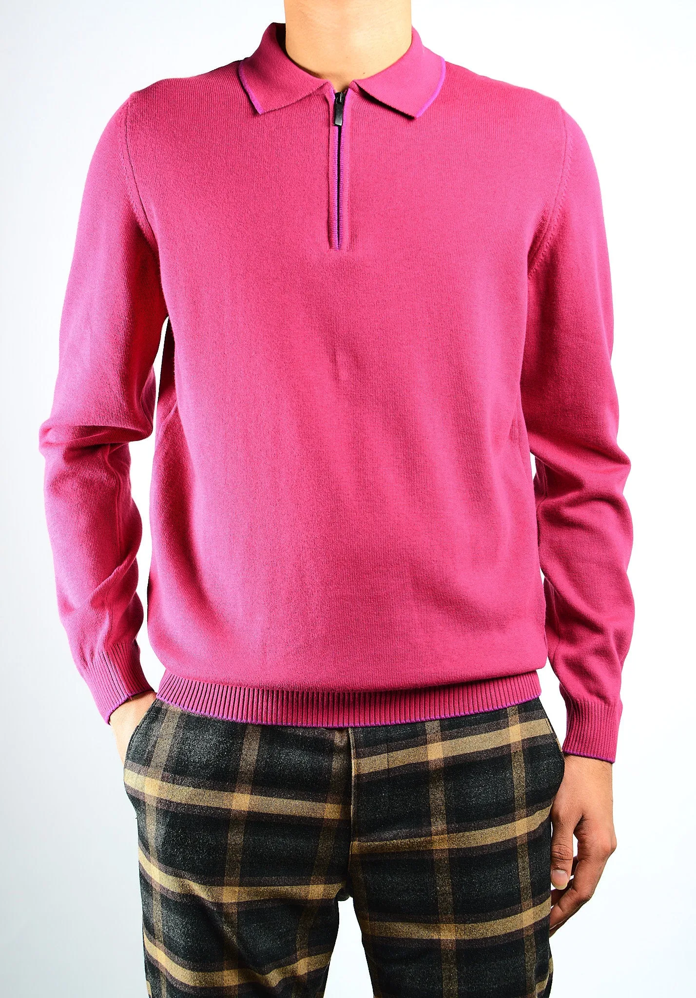 DT Tipped 1/4 Zip Polo Ls