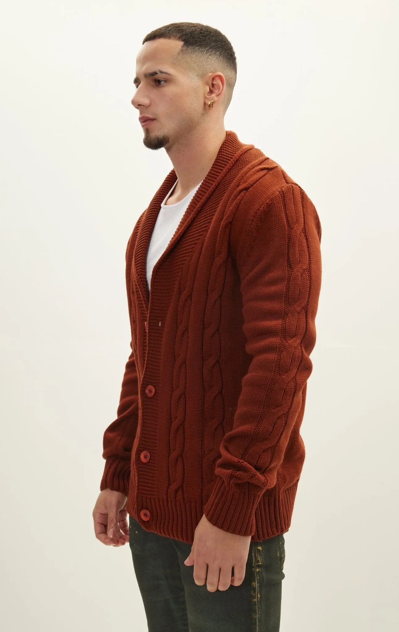 Four Button Down Cardigan - Orange