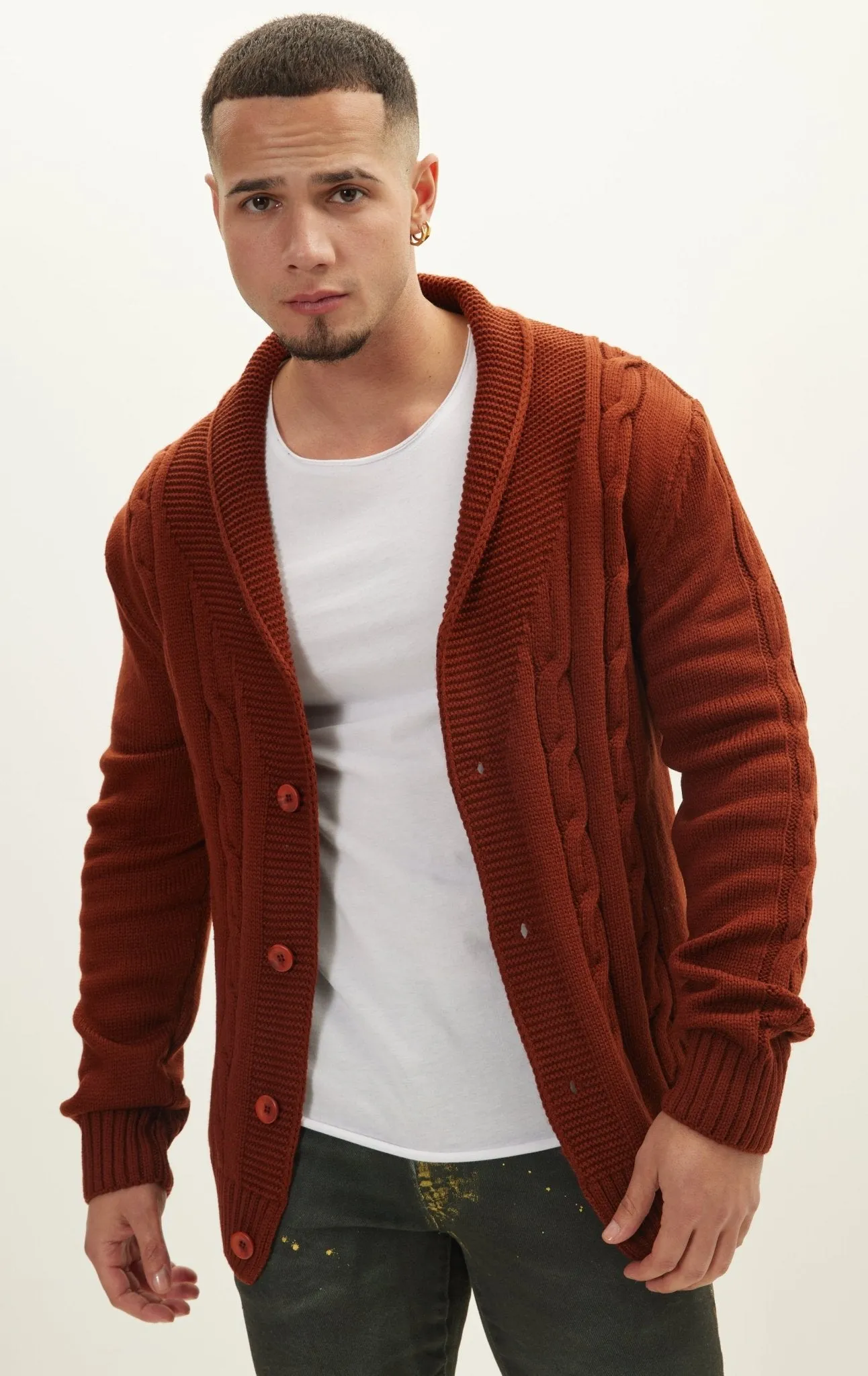 Four Button Down Cardigan - Orange