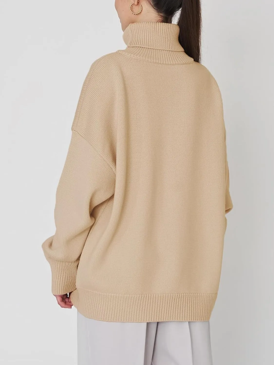 GAOJU Women's Oversized Turtleneck Sweater 2023 Fall Winter Trendy Knit Pullover Long Pullover Sweater Dress