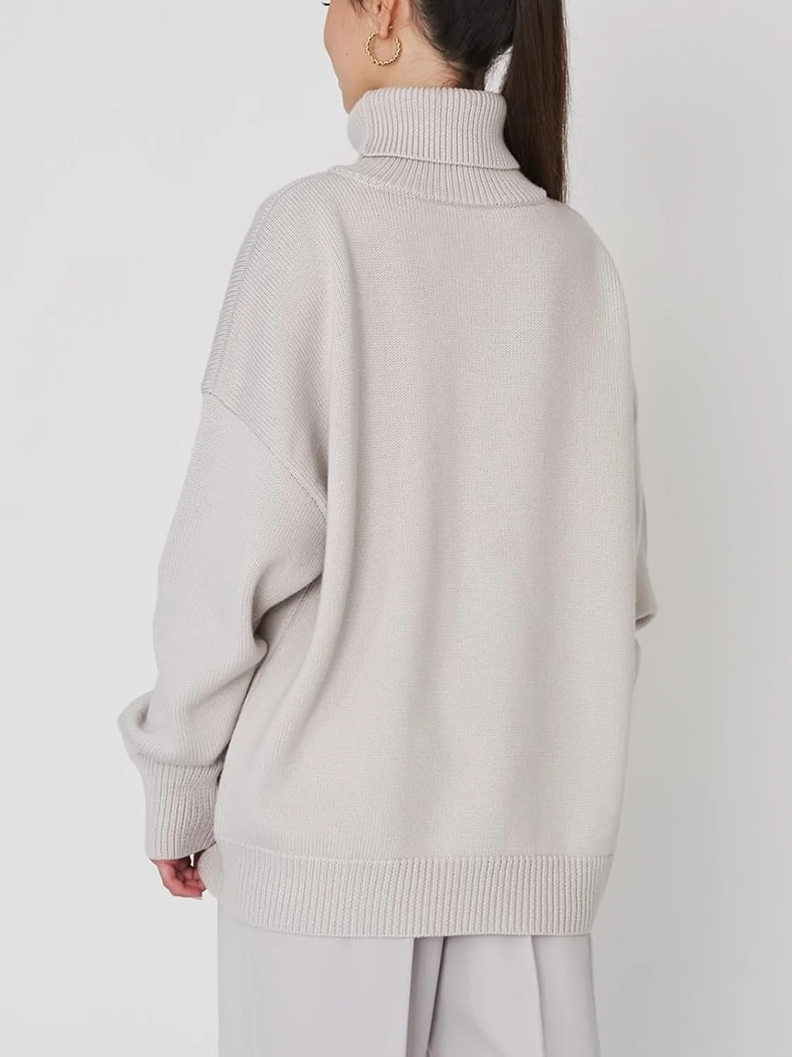 GAOJU Women's Oversized Turtleneck Sweater 2023 Fall Winter Trendy Knit Pullover Long Pullover Sweater Dress