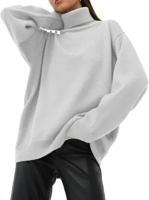 GAOJU Women's Oversized Turtleneck Sweater 2023 Fall Winter Trendy Knit Pullover Long Pullover Sweater Dress