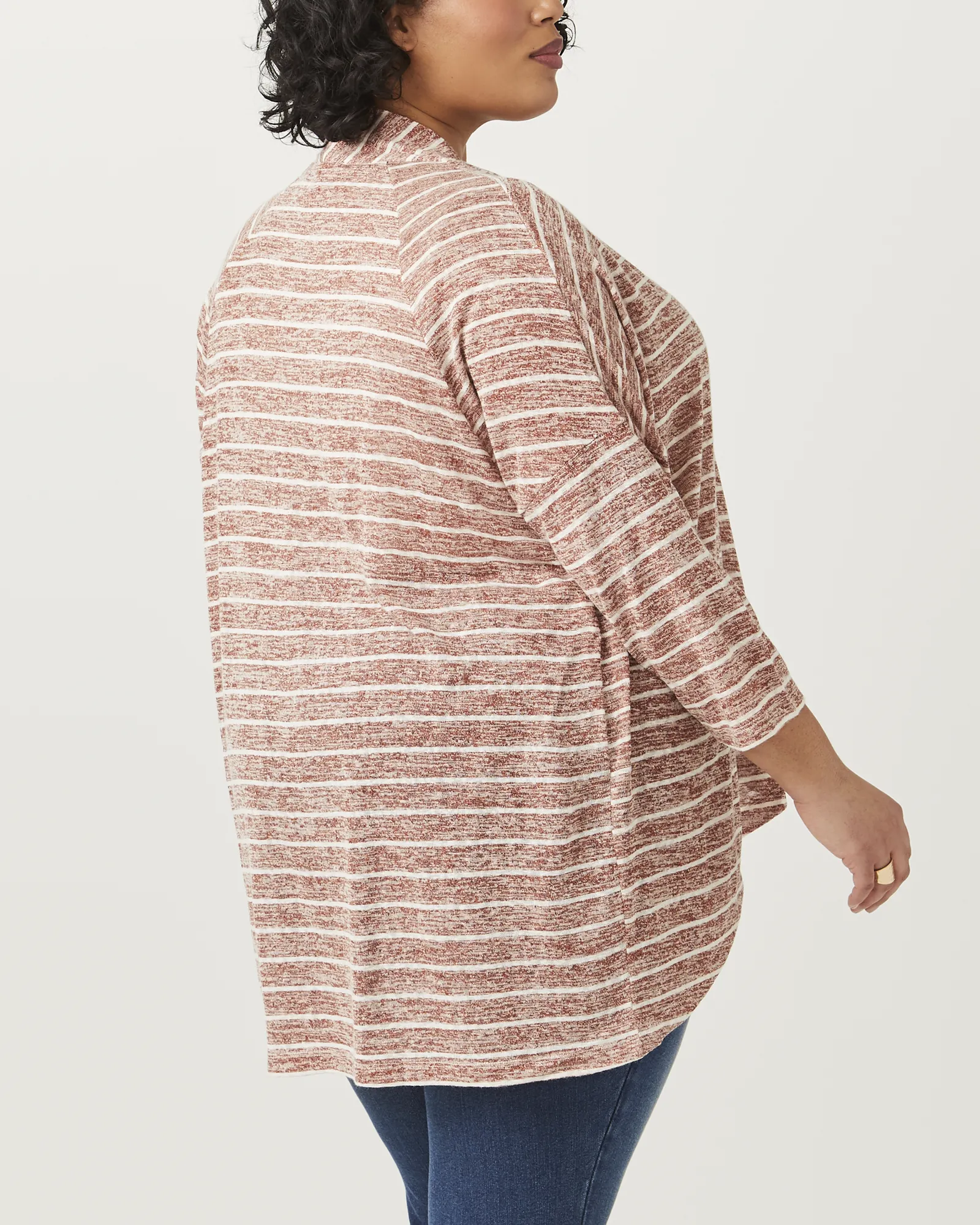 Gina Open Cardigan | Orange / White