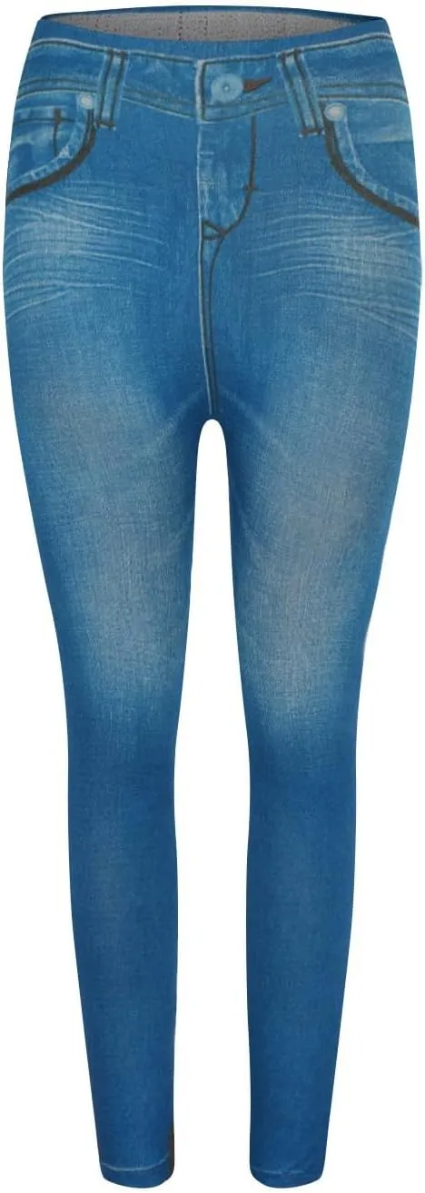 hlysgo Pull On Womens Jeans Leggings Stretchy High Waisted Skinny Denim Trouser Pants Trendy Jean Look Leggings