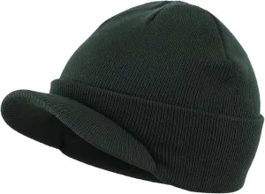 Home Prefer Men's Winter Beanie Hat with Brim Warm Double Knit Cuff Beanie Cap