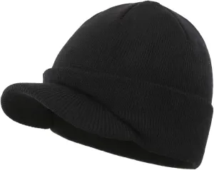 Home Prefer Men's Winter Beanie Hat with Brim Warm Double Knit Cuff Beanie Cap