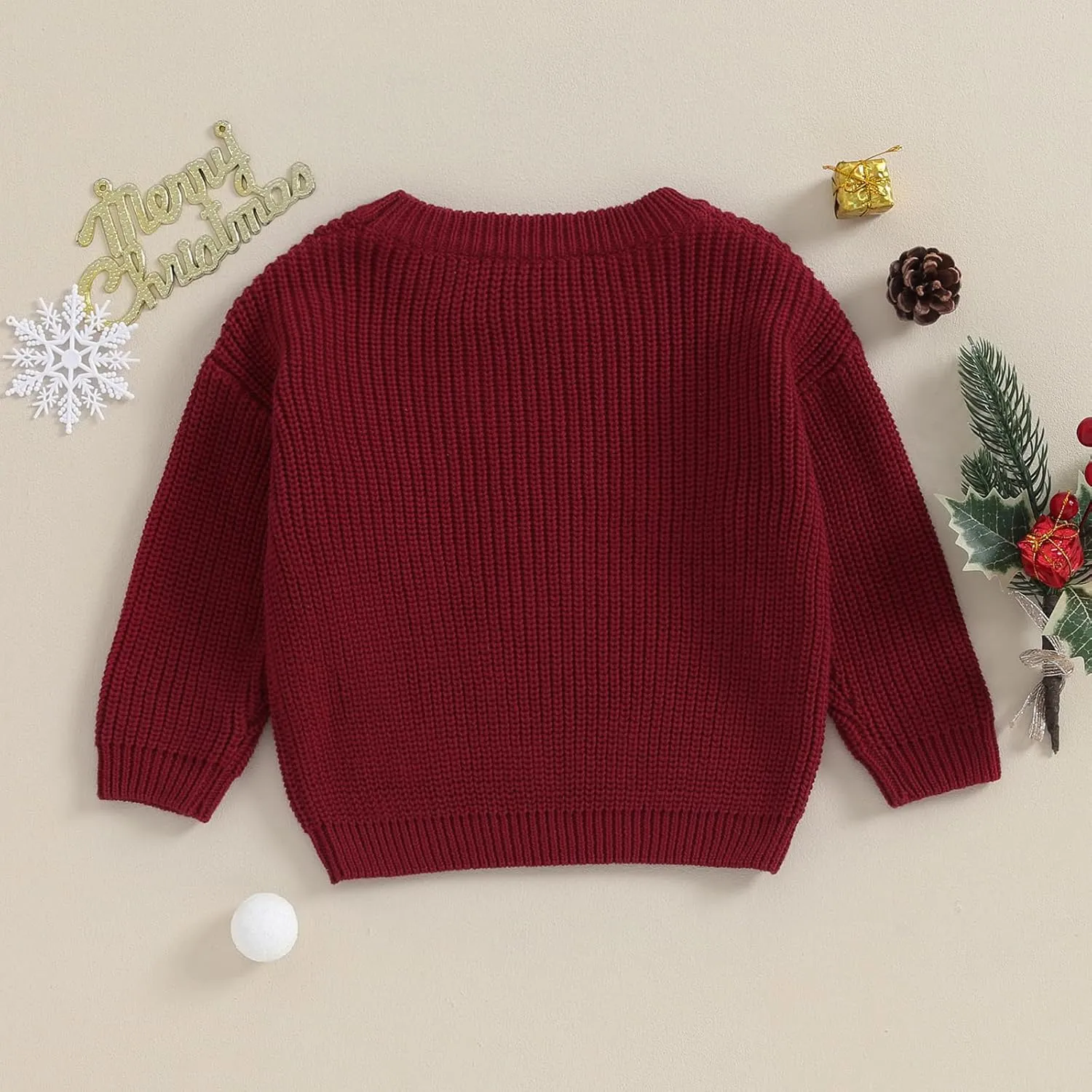 Infant Baby Boy Girl Oversized Knit Sweater Chunky Long Sleeve Pullover Sweater Shirts Warm Fall Winter Tops Clothes