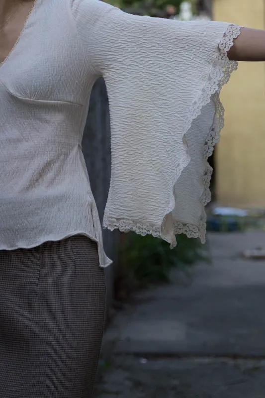 Ivory Kimono Sleeve Summer Blouse