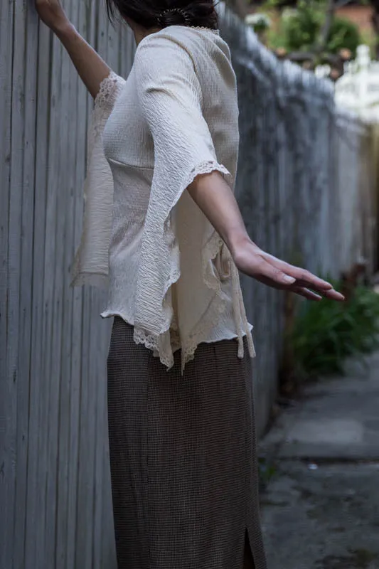 Ivory Kimono Sleeve Summer Blouse
