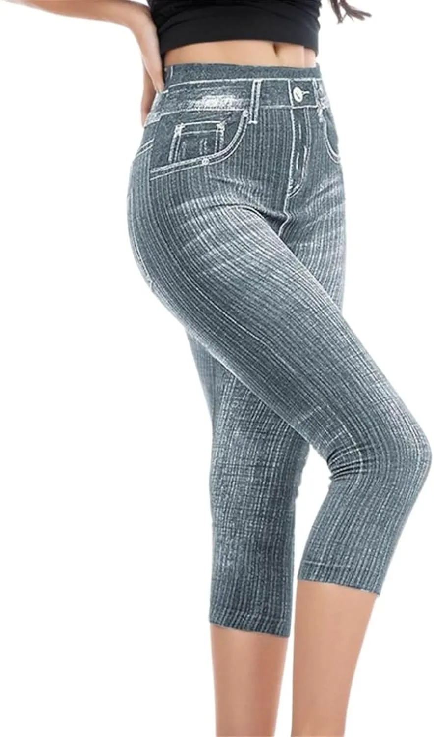Jean Leggings for Women Plus Size Denim High Waisted Casual Yoga Pants Stretch Jean Look Jeggings Tights 2024