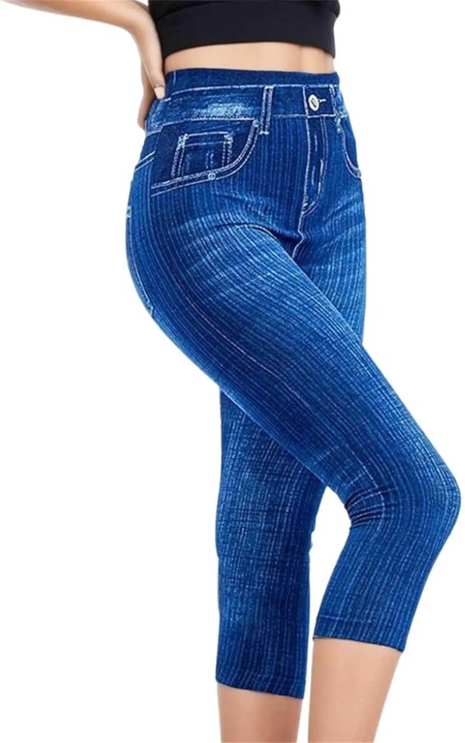 Jean Leggings for Women Plus Size Denim High Waisted Casual Yoga Pants Stretch Jean Look Jeggings Tights 2024