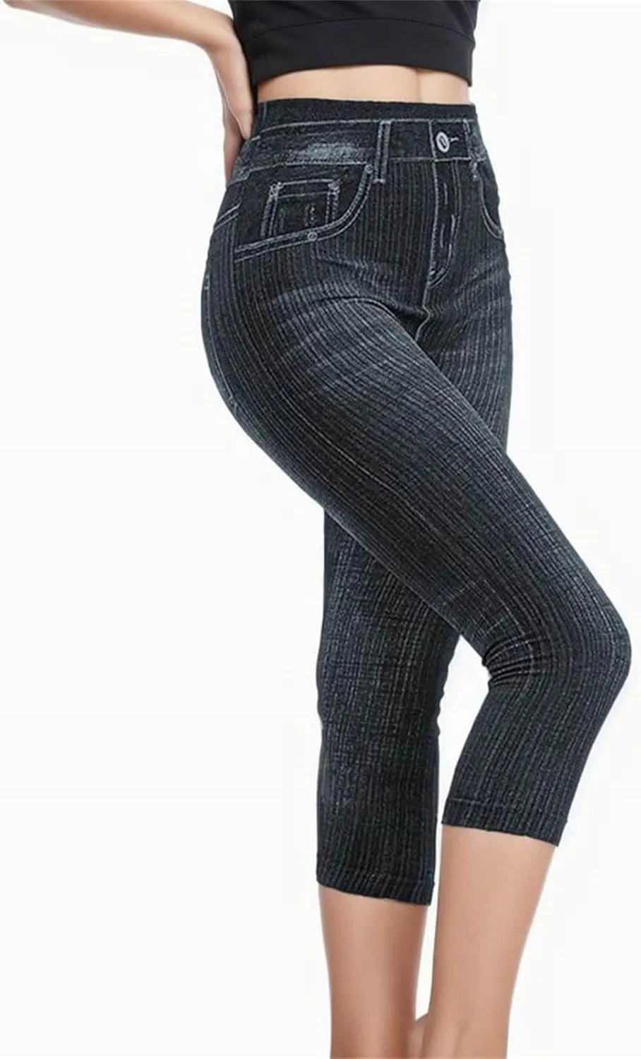 Jean Leggings for Women Plus Size Denim High Waisted Casual Yoga Pants Stretch Jean Look Jeggings Tights 2024