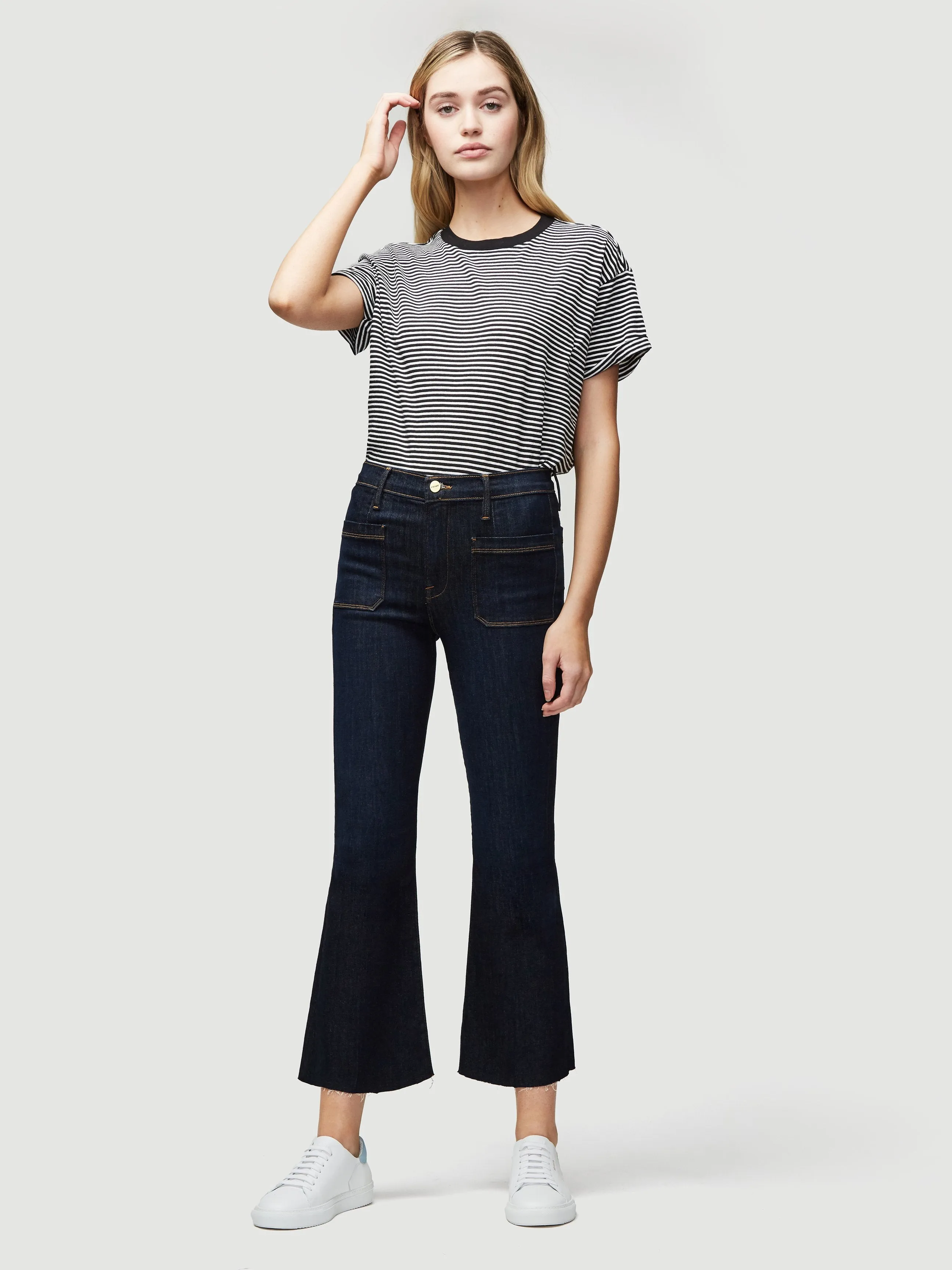 Le Bardot Crop Flare Raw Edge -- Sutherland