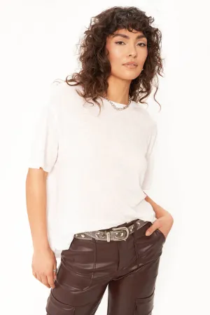 Lola Sheer Side Slit Relaxed Tee - White