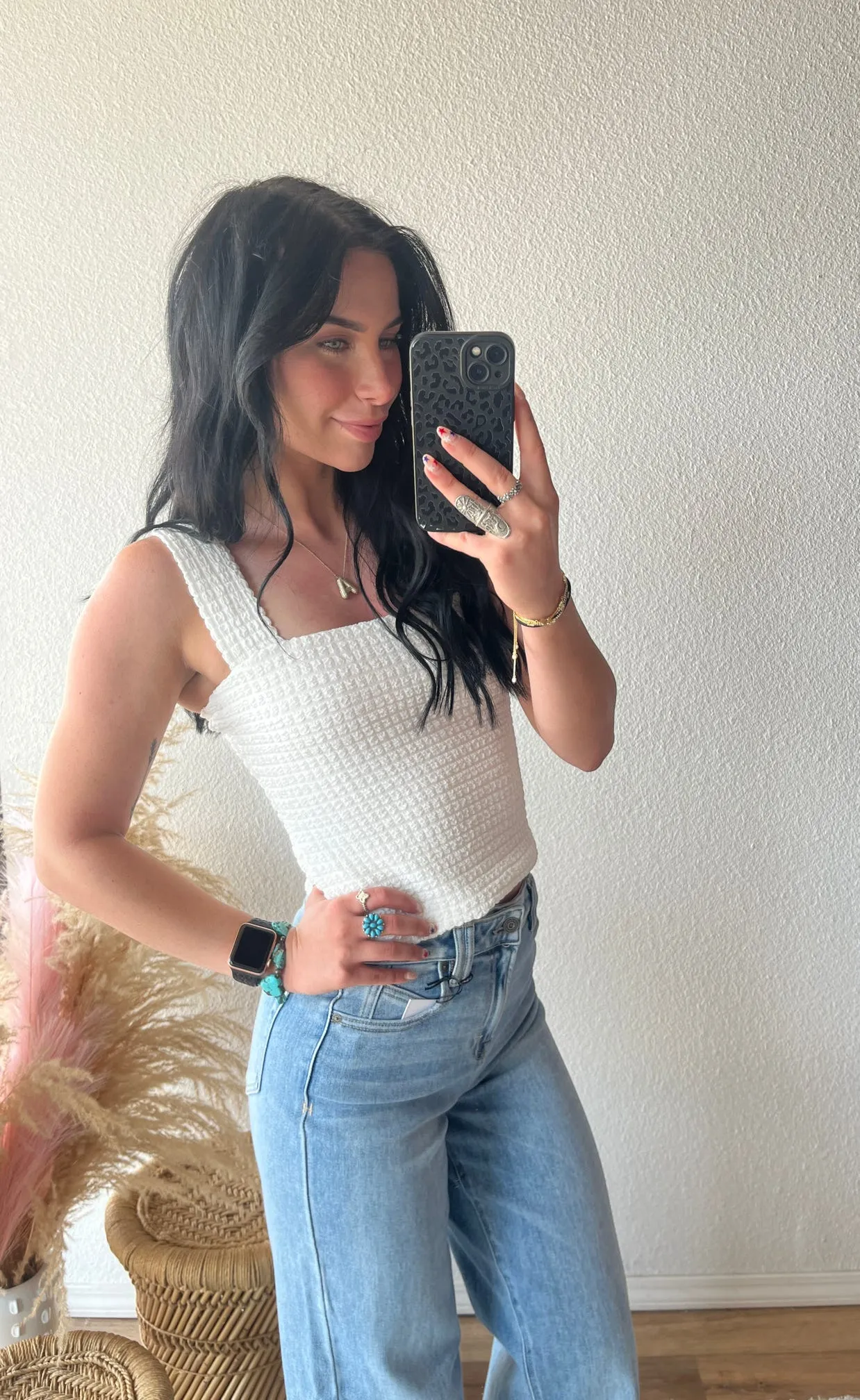 London Girl White Texture Tank