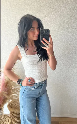 London Girl White Texture Tank