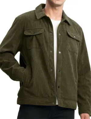 Men's Corduroy Coat Jacket Casual Sports Slim Fit Winter Warm Fleece Overcoat