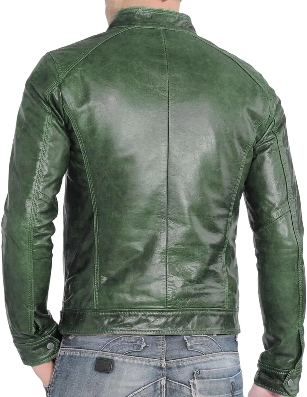 Men's Genuine Lambskin Leather Classic Slim Fit Biker Style Motorcycle Jackets For Men MJ034