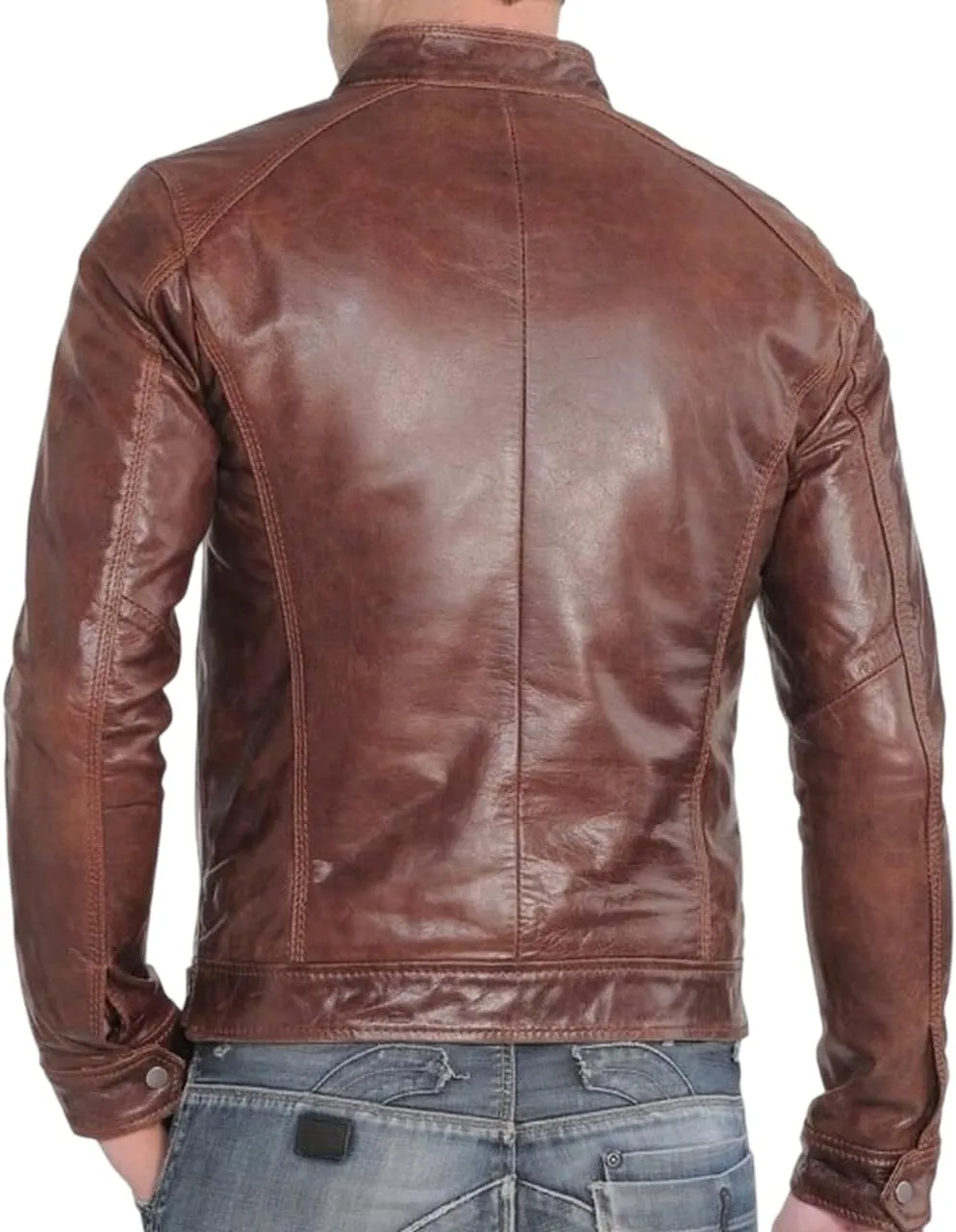 Men's Genuine Lambskin Leather Classic Slim Fit Biker Style Motorcycle Jackets For Men MJ039
