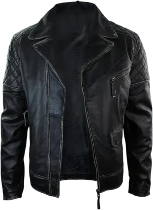 Men's Genuine Lambskin Leather Classic Slim Fit Biker Style Motorcycle Jackets For Men MJ046