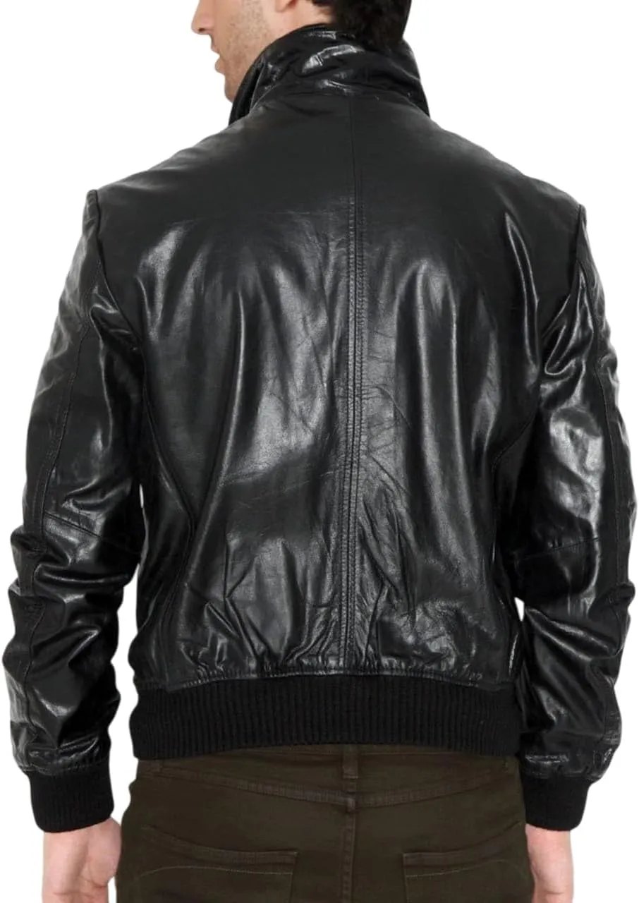 Men's Genuine Lambskin Leather Classic Slim Fit Biker Style Motorcycle Jackets For Men MJ051