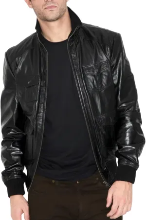 Men's Genuine Lambskin Leather Classic Slim Fit Biker Style Motorcycle Jackets For Men MJ051