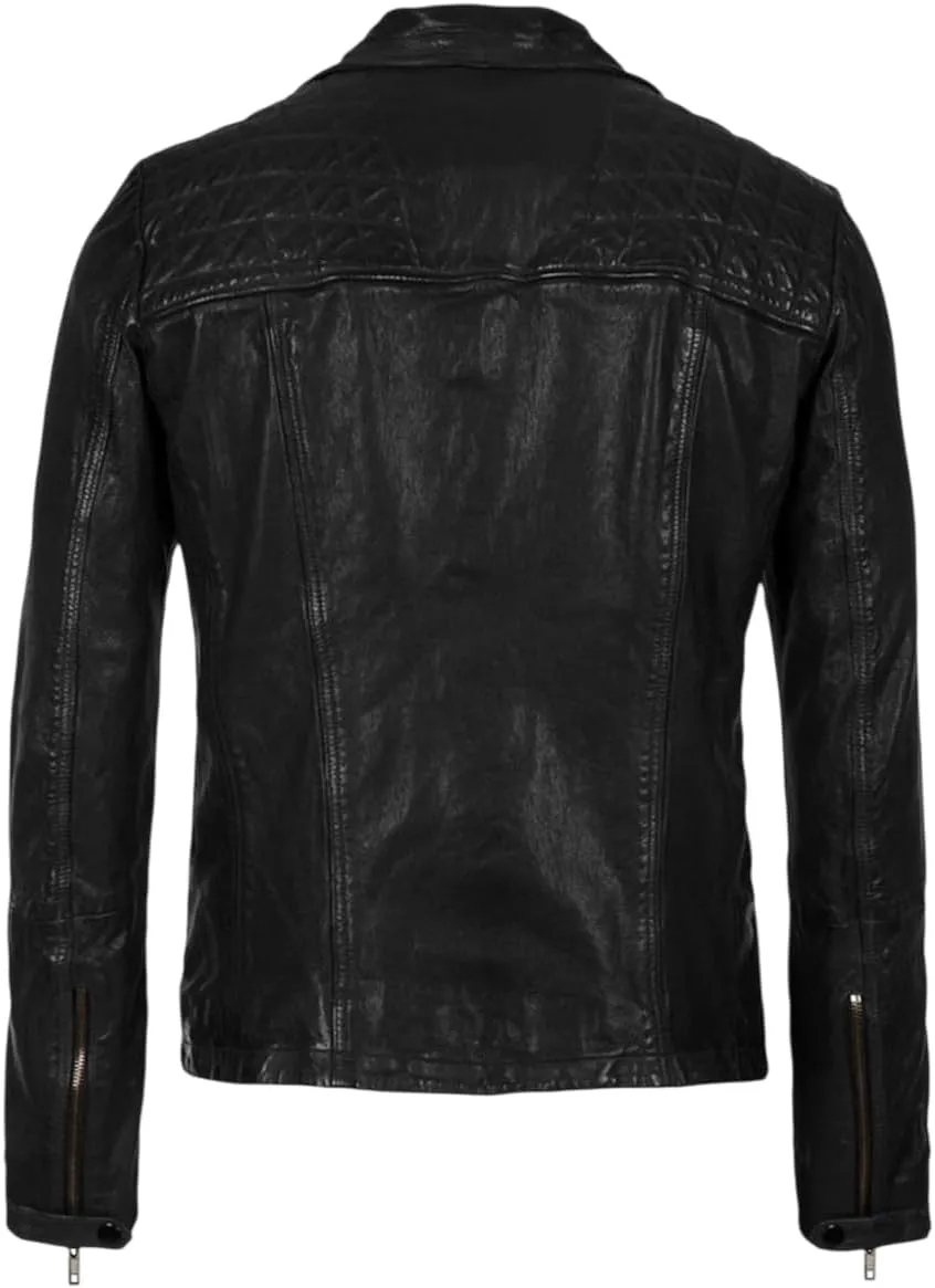 Men's Genuine Lambskin Leather Classic Slim Fit Biker Style Motorcycle Jackets For Men MJ067