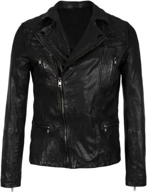 Men's Genuine Lambskin Leather Classic Slim Fit Biker Style Motorcycle Jackets For Men MJ067