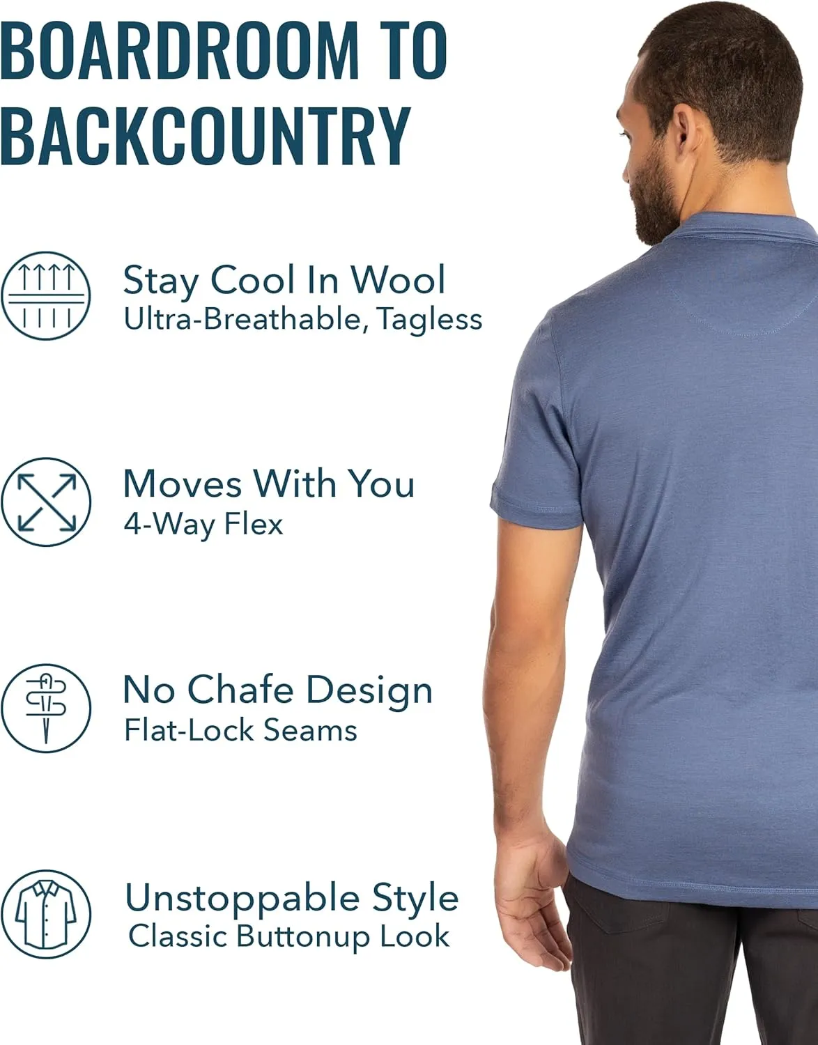 Men's Merino Button-Up by Woolly | RWS Certified | Super Soft, Classic Style, Seattle Designed