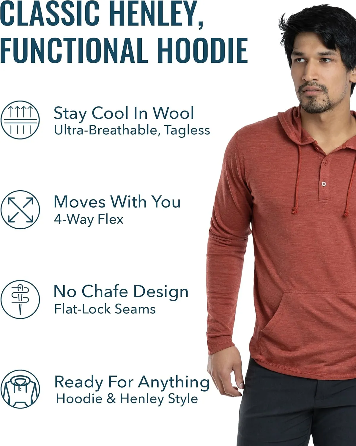 Men's Merino Henley by Woolly | RWS Certified | Super Soft, Classic Style, Seattle Designed