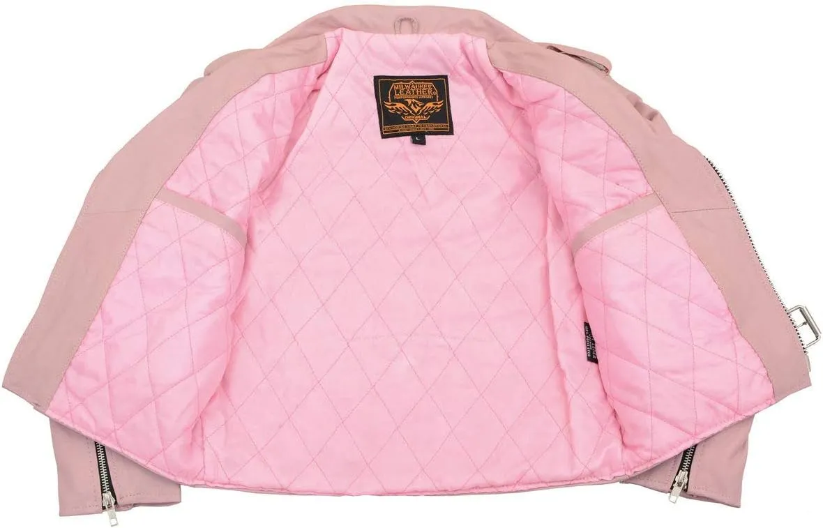 Milwaukee Leather SH2010 Girls Toddler Classic Style Pink Leather Motorcycle Jacket