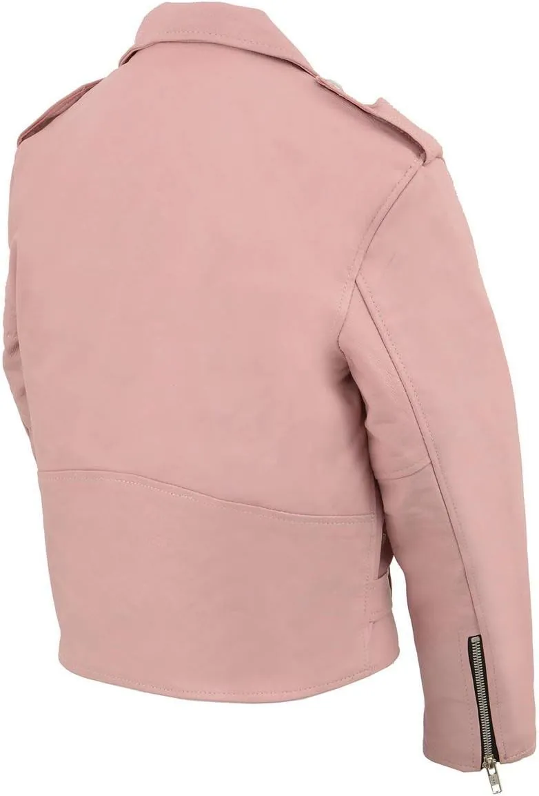 Milwaukee Leather SH2010 Girls Toddler Classic Style Pink Leather Motorcycle Jacket