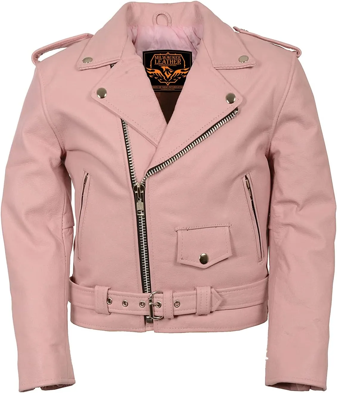 Milwaukee Leather SH2010 Girls Toddler Classic Style Pink Leather Motorcycle Jacket