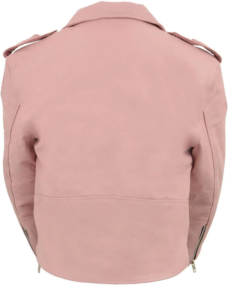 Milwaukee Leather SH2010 Girls Toddler Classic Style Pink Leather Motorcycle Jacket